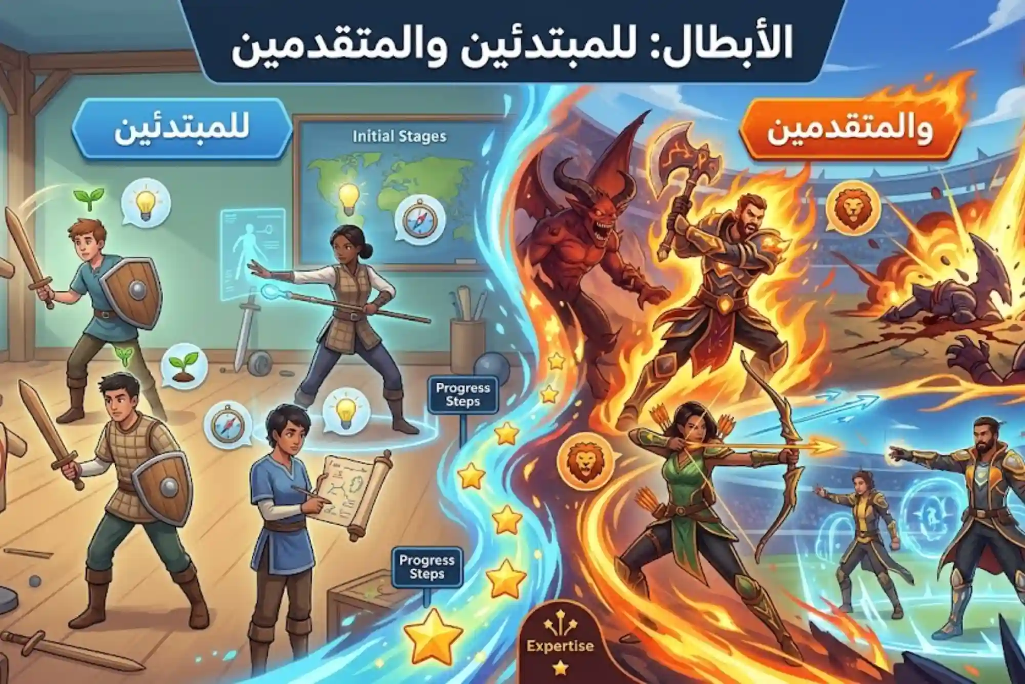 الأبطال للمبتدئين والمتقدمين