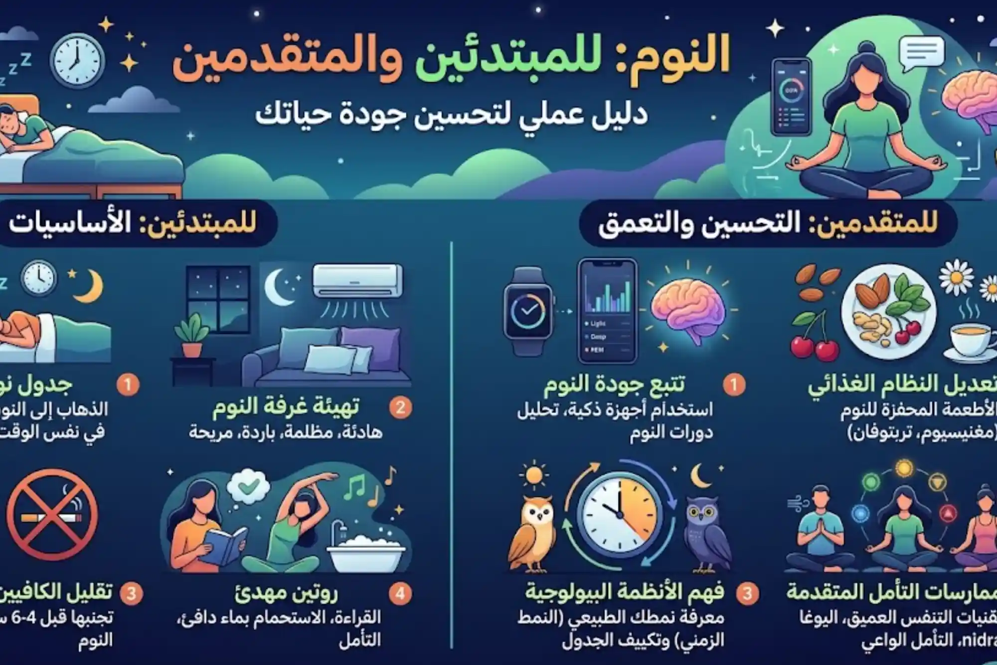 النوم للمبتدئين والمتقدمين